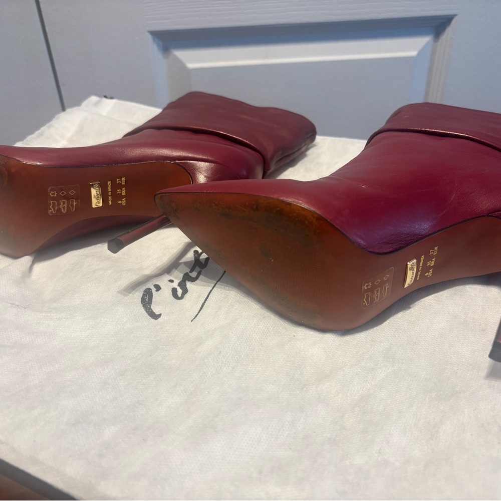 L'INTERVALLE Burgundy Leather Heeled Boots - Picture 4 of 9